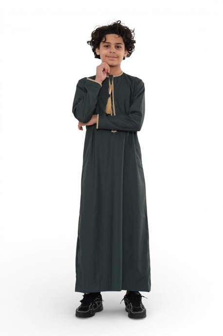 Kinder Jungen grün Ramadan marokkanische Thobe Robe Kaftan Eid Jubba LFS- K-TT-003 - Image 5