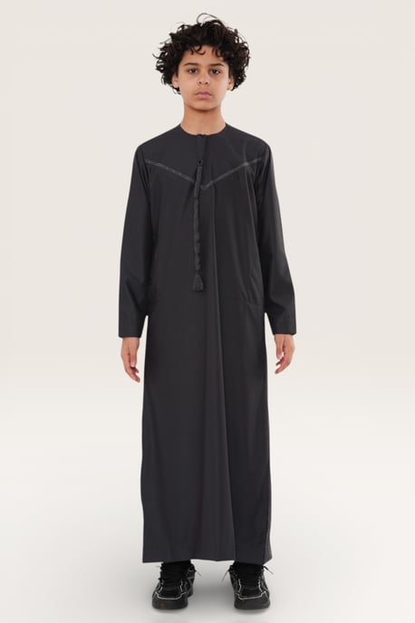 Kinder Jungen Grau Ramadan Eid Marokkanische Jubba Robe Muslim Djellaba Thobe LFS -K-TT008 - Image 2