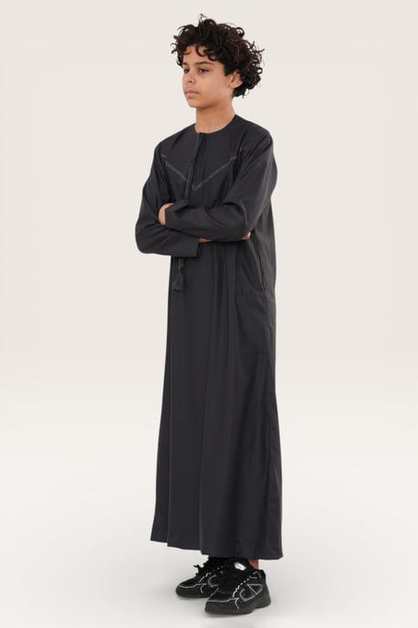 Kinder Jungen Grau Ramadan Eid Marokkanische Jubba Robe Muslim Djellaba Thobe LFS -K-TT008 - Image 3