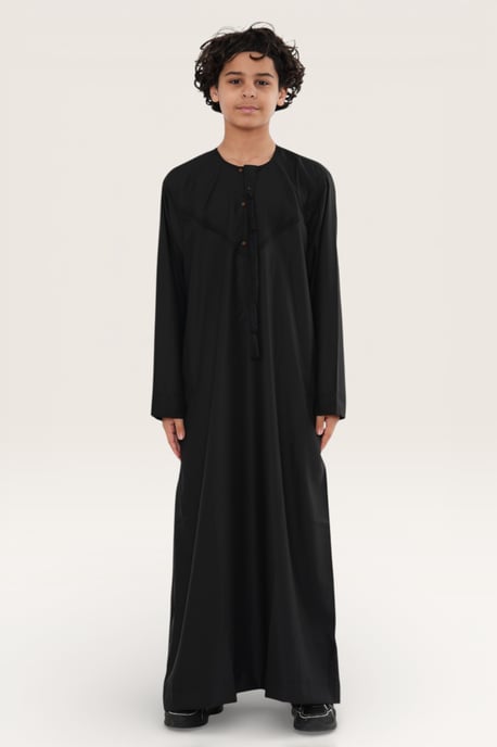 Kinder Jungen Schwarz Eid Marokkanische Jubba Robe Djellaba Ramadan Eid Thobe LFS- K-HM11 - Image 2