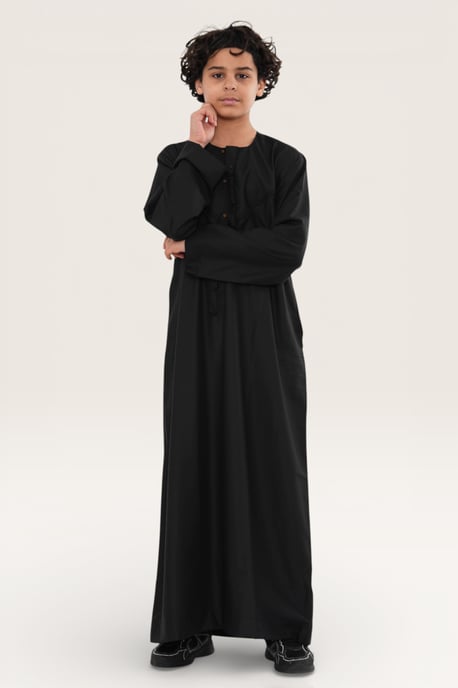 Kinder Jungen Schwarz Eid Marokkanische Jubba Robe Djellaba Ramadan Eid Thobe LFS- K-HM11 - Image 3