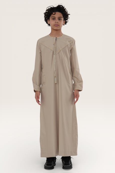 Kinder Jungen Beige Ramadan Marokkanische Jubba Robe Djellaba Kaftan Eid Thobe LFS -K-TT-006 - Image 2