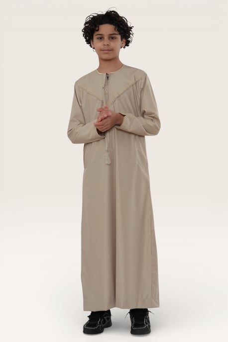 Kinder Jungen Beige Ramadan Marokkanische Jubba Robe Djellaba Kaftan Eid Thobe LFS -K-TT-006 - Image 3