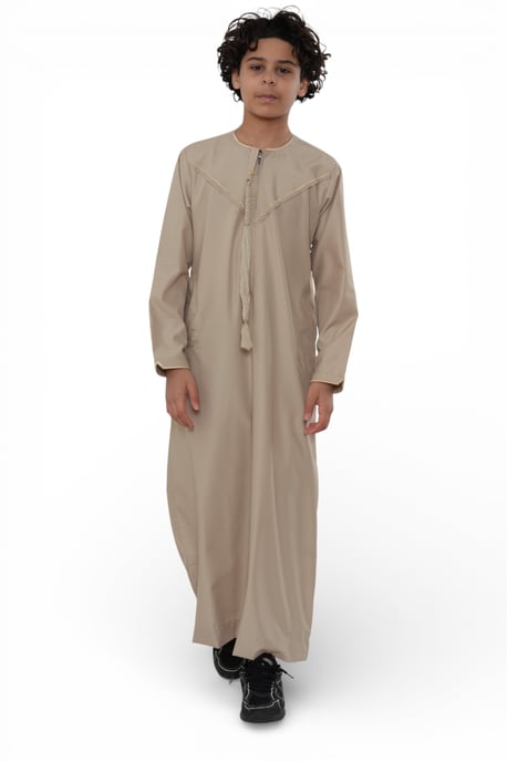 Kinder Jungen Beige Ramadan Marokkanische Jubba Robe Djellaba Kaftan Eid Thobe LFS -K-TT-006 - Image 4
