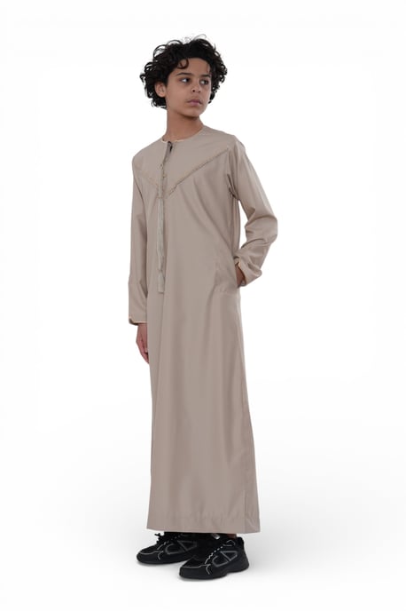 Kinder Jungen Beige Ramadan Marokkanische Jubba Robe Djellaba Kaftan Eid Thobe LFS -K-TT-006 - Image 5