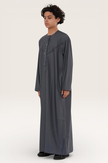 Kinder Jungen grau Eid marokkanische Jubba Robe Djellaba Ramadan Eid Thobe LFS- K-HM11 - Image 3