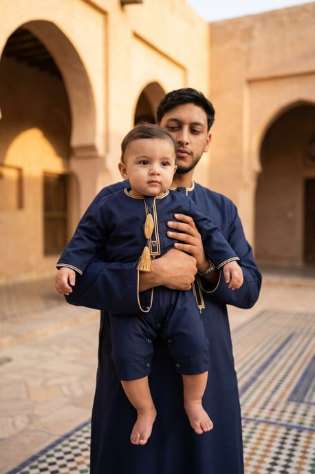 Kinder Jungen Marineblau Baby Ramadan Marokkanischer Thobe Robe Emirati Eid Jubba LFS-B-TT003 - Image 4