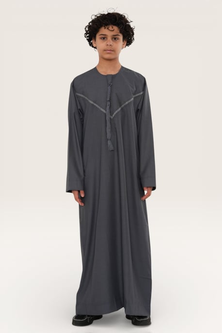 Kinder Jungen grau Eid marokkanische Thobe Robe Djellaba Ramadan Eid Jubba-LFS K-HM10 - Image 2