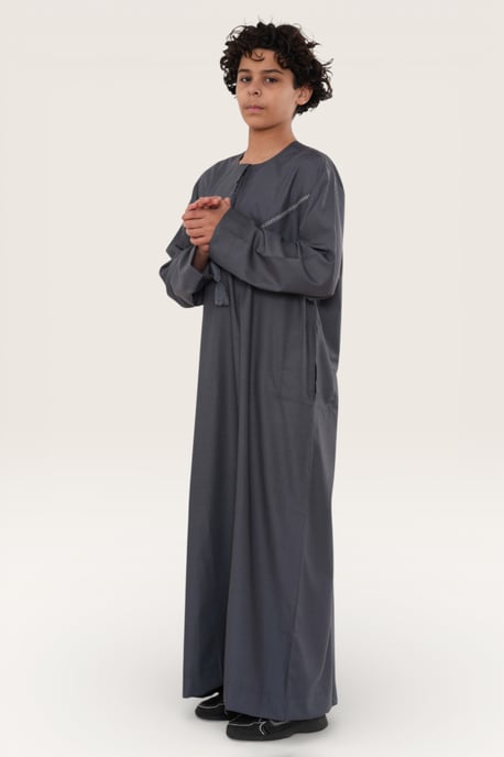 Kinder Jungen grau Eid marokkanische Thobe Robe Djellaba Ramadan Eid Jubba-LFS K-HM10 - Image 3