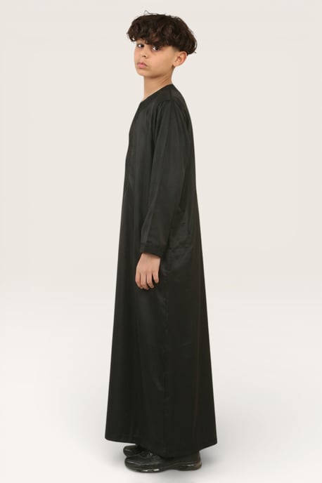 Schwarze marokkanische Thobe-Robe für Kinder, Jungen, Djellaba Gandoura, Eid Jubba-LFS-K-GG008 - Image 3