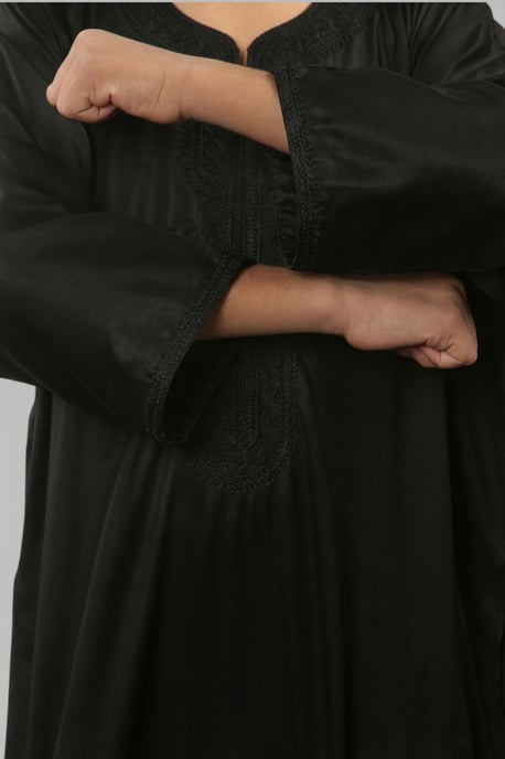 Schwarze marokkanische Thobe-Robe für Kinder, Jungen, Djellaba Gandoura, Eid Jubba-LFS-K-GG008 - Image 5