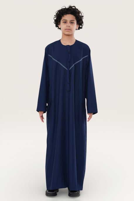 Kinder Jungen Navy Eid Marokkanische Thobe Robe Djellaba Ramadan Eid Jubba-LFS K-HM10 - Image 2