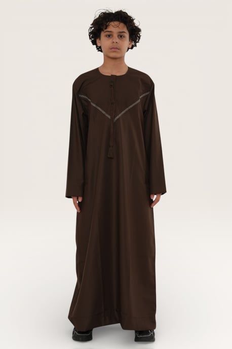 Kinder Jungen braun Eid marokkanische Thobe Robe Djellaba Ramadan Eid Jubba-LFS K-HM10 - Image 2