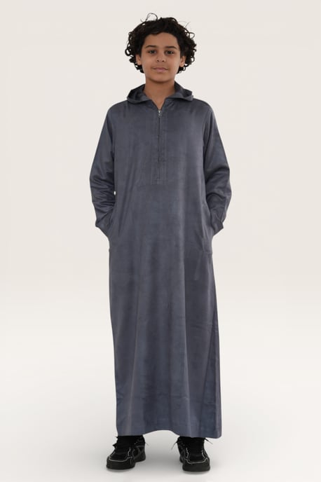 Grauer marokkanischer Jubba-Gewand für Jungen zum Eid-Fest (Ramadan) LFS - K-HM12 - Image 2