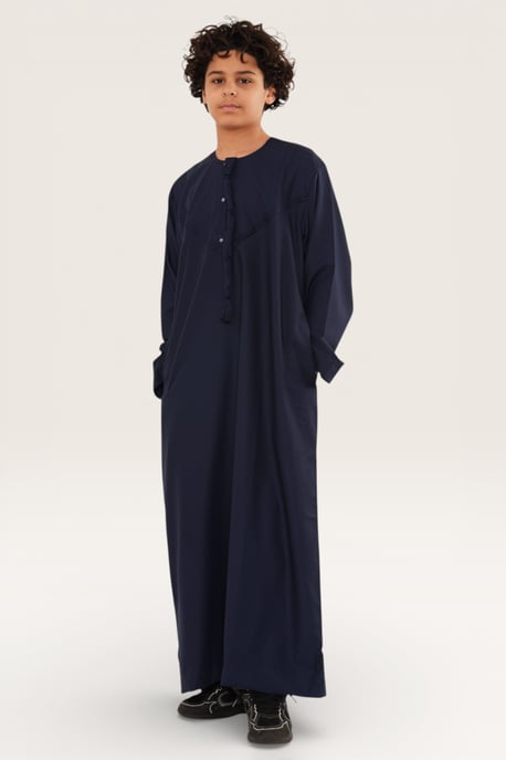 Kinder Jungen Marineblau Eid Marokkanische Jubba Robe Djellaba Ramadan Eid Thobe LFS- K-HM11 - Image 3