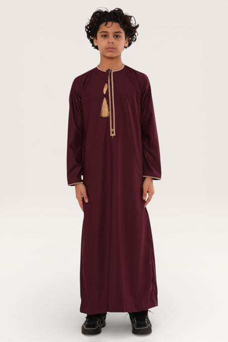 Kinder Jungen Rote Ramadan Marokkanische Thobe Robe Kaftan Eid Jubba LFS- K-TT-003 - Image 2