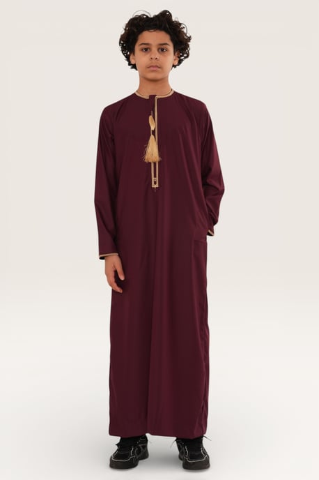 Kinder Jungen Rote Ramadan Marokkanische Thobe Robe Kaftan Eid Jubba LFS- K-TT-003 - Image 3