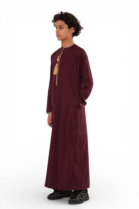 Kinder Jungen Rote Ramadan Marokkanische Thobe Robe Kaftan Eid Jubba LFS- K-TT-003 - Image 4
