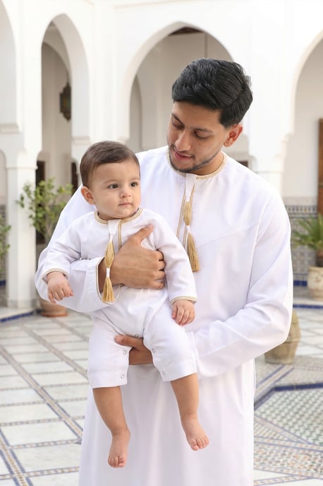 Kinder Jungen Weiß Baby Ramadan Marokkanischer Thobe Robe Emirati Eid Jubba LFS-B-TT003 - Image 4