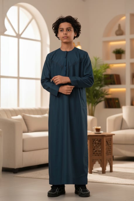 Kinder Jungen blau Ramadan Eid marokkanische Jubba Robe muslimische Djellaba Thobe LFS -K-TT008 - Image 1