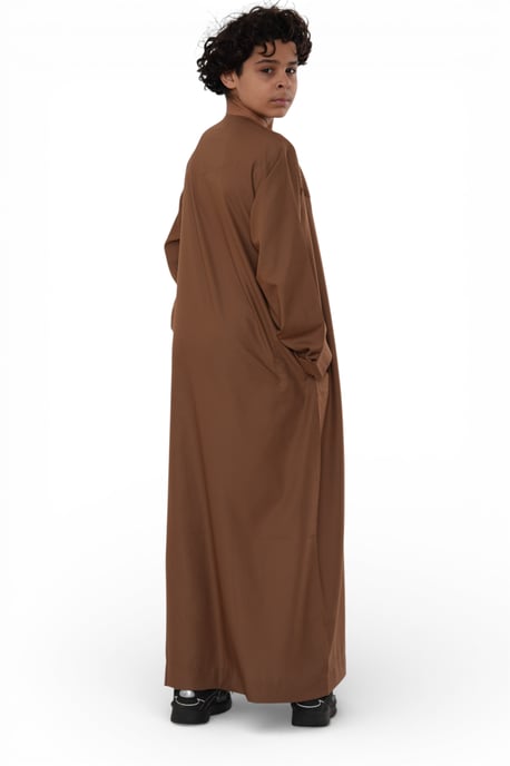 Kinder Jungen Braun Eid Marokkanische Jubba Robe Djellaba Ramadan Eid Thobe LFS- K-HM11 - Image 5