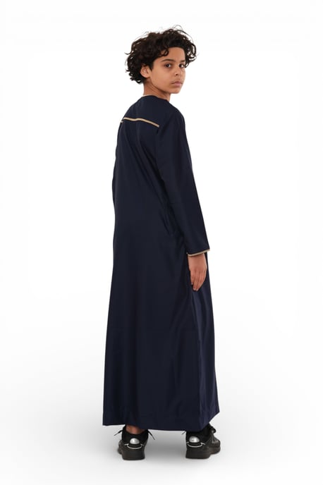 Kinder Jungen Marineblau Ramadan Marokkanische Thobe Robe Kaftan Eid Jubba LFS- K-TT-003 - Image 5