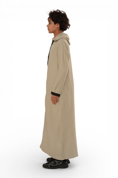 Kinder Jungen grau Eid mit Kapuze marokkanische Thobe Robe Djellaba Ramadan Jubba LFS- K-HM3 - Image 4