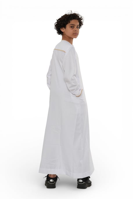 Kinder Jungen weiß Ramadan marokkanische Thobe Robe Kaftan Eid Jubba LFS- K-TT-003 - Image 4