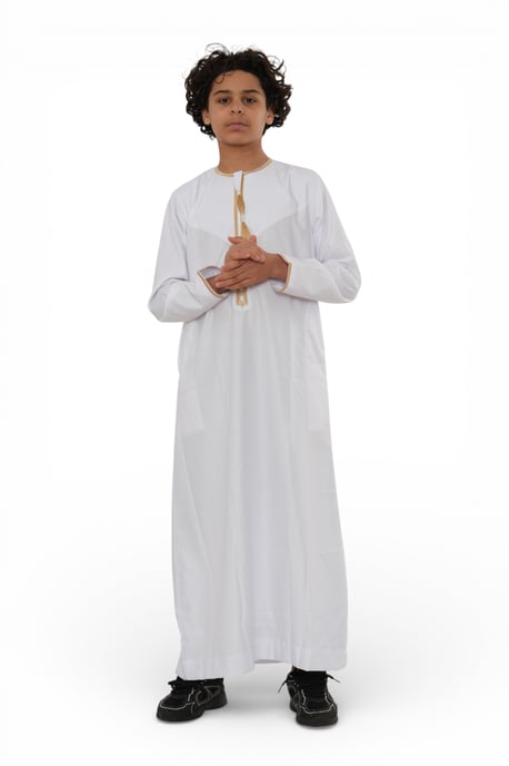 Kinder Jungen weiß Ramadan marokkanische Thobe Robe Kaftan Eid Jubba LFS- K-TT-003 - Image 5