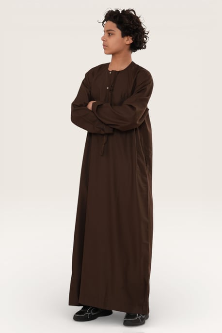 Kinder Jungen Braun Eid Marokkanische Jubba Robe Djellaba Ramadan Eid Thobe LFS- K-HM11 - Image 3