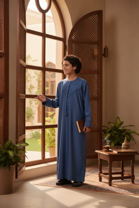 Kinder Jungen blau Eid marokkanische Thobe Robe Djellaba Ramadan Eid Jubba-LFS K-HM10 - Image 1