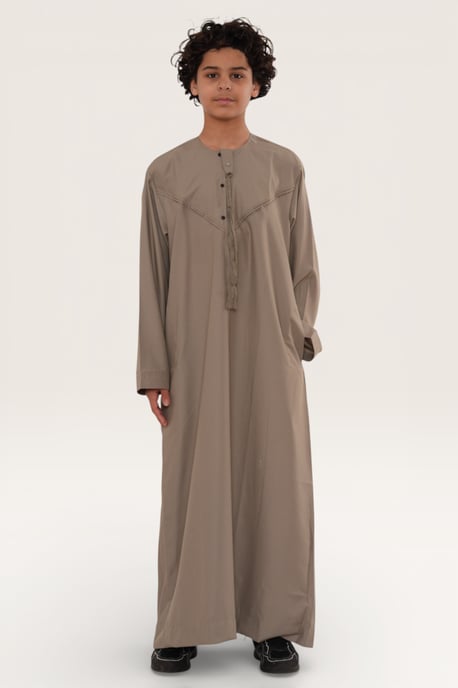 Kinder Jungen Beige Eid Marokkanische Jubba Robe Djellaba Ramadan Eid Thobe LFS- K-HM11 - Image 2