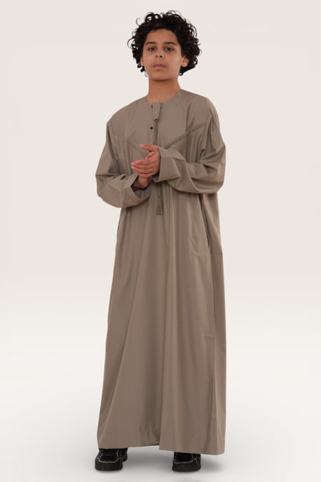 Kinder Jungen Beige Eid Marokkanische Jubba Robe Djellaba Ramadan Eid Thobe LFS- K-HM11 - Image 3