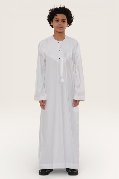Kinder Jungen weiß Eid marokkanische Jubba Robe Djellaba Ramadan Eid Thobe LFS- K-HM11 - Image 2