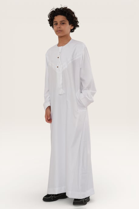 Kinder Jungen weiß Eid marokkanische Jubba Robe Djellaba Ramadan Eid Thobe LFS- K-HM11 - Image 3