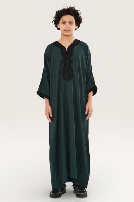 Kinder Jungen Grüne marokkanische Thobe Jubba Robe Eid Djellaba Gandoura LFS-K-HM62 - Image 2