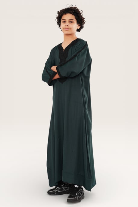 Kinder Jungen Grüne marokkanische Thobe Jubba Robe Eid Djellaba Gandoura LFS-K-HM62 - Image 3