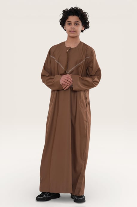 Kinder Jungen braun Eid marokkanische Thobe Robe Djellaba Ramadan Eid Jubba-LFS K-HM10 - Image 2