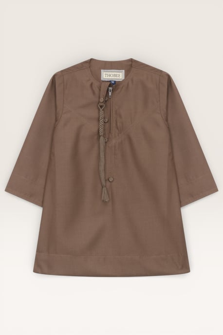 Kinder Jungen Braun Baby Ramadan Marokkanischer Thobe Robe Emirati Eid Jubba LFS-B-TT001 - Image 2