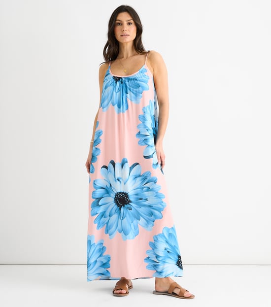 Blush Riemchenkleid mit Blumenmuster aus Viskose in Übergröße - Image 1