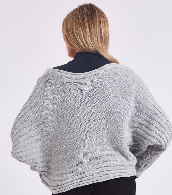 Gestreifter Batwing-Pullover in Übergröße - Image 4