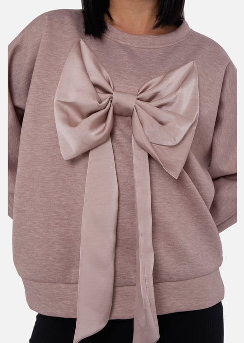 Mokka Bow Front Übergrößen Pullover Top - Image 2