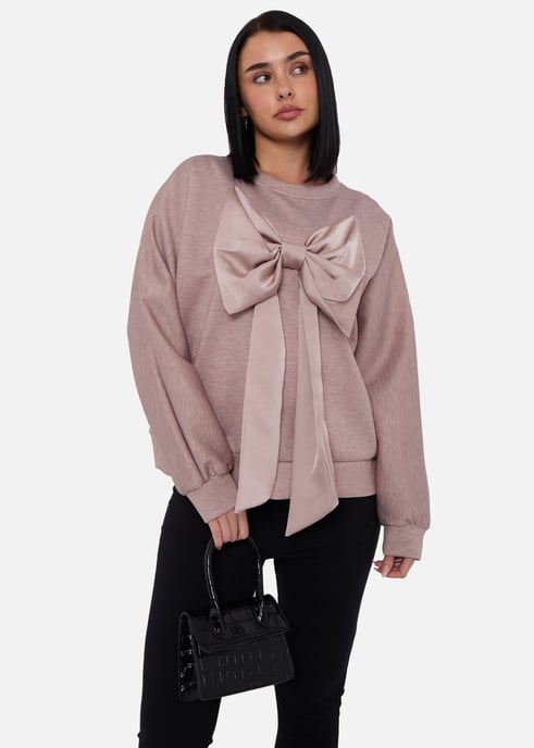 Mokka Bow Front Übergrößen Pullover Top - Image 3