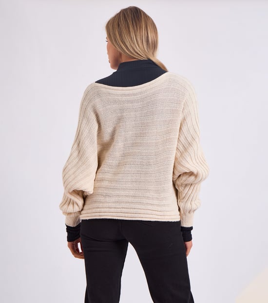 Gestreifter Batwing-Pullover in Übergröße - Image 4