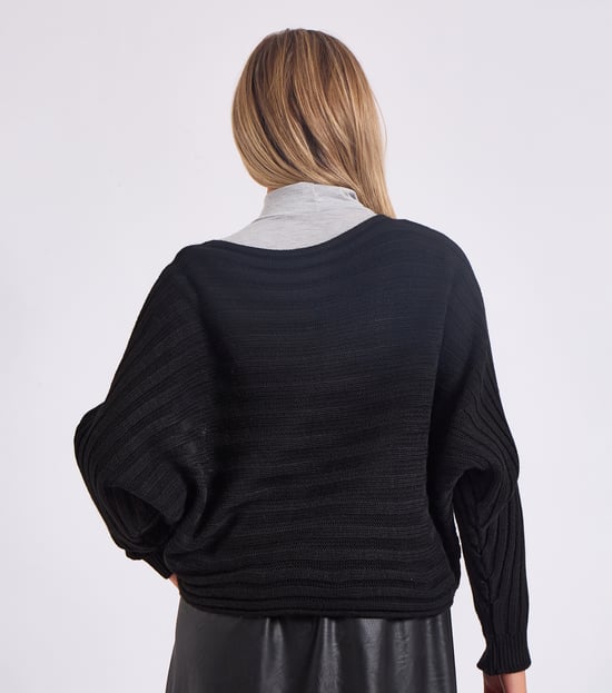 Gestreifter Batwing-Pullover in Übergröße - Image 4