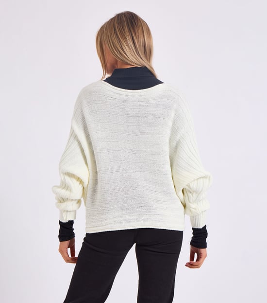 Gestreifter Batwing-Pullover in Übergröße - Image 4