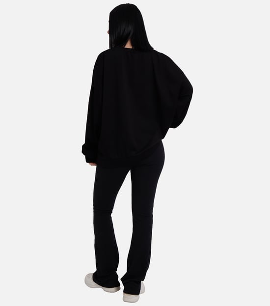 Schwarzer übergroßer Pullover mit Schleife vorne - Image 4