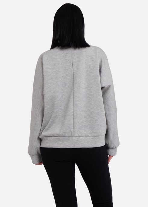 Graue Schleife vorne übergroßes Pullover-Top - Image 4