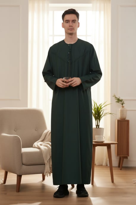Herren Grün Eid Marokkanische Jubba Robe Djellaba Ramadan Eid Thobe LFS-HM11 - Image 1