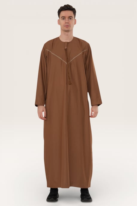 Herren Braun Eid Marokkanischer Thobe Robe Djellaba Ramadan Eid Jubba LFS- HM10 - Image 2